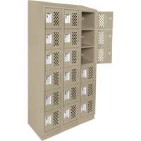 Clean-Line Perforated Lockerette, 6 -tier, Bank of 3, 15" x 72" x 12", Steel MAS Chibougamau