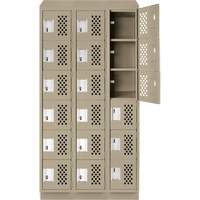 Clean-Line Perforated Lockerette, 6 -tier, Bank of 3, 15" x 72" x 12", Steel MAS Chibougamau
