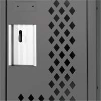 Clean Line Lockers, 2 -tier, 12" x 15" x 82", Steel, Charcoal, Rivet (Assembled), Perforated MAS Chibougamau