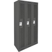 Clean Line Lockers, Bank of 3, 36" x 15" x 72", Steel, Charcoal, Rivet (Assembled), Perforated MAS Chibougamau