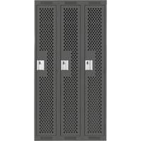 Clean Line Lockers, Bank of 3, 36" x 15" x 72", Steel, Charcoal, Rivet (Assembled), Perforated MAS Chibougamau