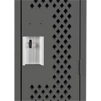 Clean Line Lockers, Bank of 3, 36" x 15" x 72", Steel, Charcoal, Rivet (Assembled), Perforated MAS Chibougamau