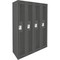 Clean Line Lockers, Bank of 4, 48" x 15" x 72", Steel, Charcoal, Rivet (Assembled), Perforated MAS Chibougamau