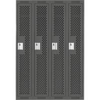 Clean Line Lockers, Bank of 4, 48" x 15" x 72", Steel, Charcoal, Rivet (Assembled), Perforated MAS Chibougamau