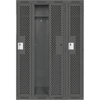 Clean Line Lockers, Bank of 4, 48" x 15" x 72", Steel, Charcoal, Rivet (Assembled), Perforated MAS Chibougamau