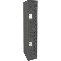 Clean Line Lockers, 2 -tier, 12" x 15" x 72", Steel, Charcoal, Rivet (Assembled), Perforated MAS Chibougamau