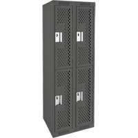 Clean Line Lockers, 2 -tier, Bank of 2, 24" x 15" x 72", Steel, Charcoal, Rivet (Assembled), Perforated MAS Chibougamau