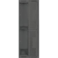 Clean Line Lockers, 2 -tier, Bank of 2, 24" x 15" x 72", Steel, Charcoal, Rivet (Assembled), Perforated MAS Chibougamau