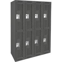 Casiers Clean Line, 2 niveaux, Bloc de 4, 48" x 15" x 72", Acier, Charbon, Rivet (assembl&eacute;), Perfor&eacute; MAS Chibougamau