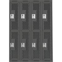Casiers Clean Line, 2 niveaux, Bloc de 4, 48" x 15" x 72", Acier, Charbon, Rivet (assembl&eacute;), Perfor&eacute; MAS Chibougamau