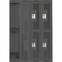 Casiers Clean Line, 2 niveaux, Bloc de 4, 48" x 15" x 72", Acier, Charbon, Rivet (assembl&eacute;), Perfor&eacute; MAS Chibougamau