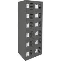 Assembled Lockerettes Clean Line Perforated Economy Lockers, 6 -tier, Bank of 2, 18" x 72" x 12", Steel MAS Chibougamau