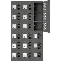 Assembled Lockerettes Clean Line Perforated Economy Lockers, 6 -tier, Bank of 3, 18" x 72" x 12", Steel MAS Chibougamau