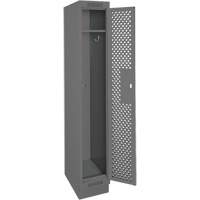 Clean Line Lockers, 12" x 15" x 76", Steel, Charcoal, Rivet (Assembled), Perforated MAS Chibougamau