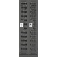 Clean Line Lockers, Bank of 2, 24" x 15" x 76", Steel, Charcoal, Rivet (Assembled), Perforated MAS Chibougamau