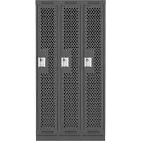 Clean Line Lockers, Bank of 3, 36" x 15" x 76", Steel, Charcoal, Rivet (Assembled), Perforated MAS Chibougamau