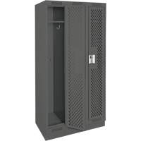 Clean Line Lockers, Bank of 3, 36" x 15" x 76", Steel, Charcoal, Rivet (Assembled), Perforated MAS Chibougamau