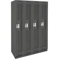 Clean Line Lockers, Bank of 4, 48" x 15" x 76", Steel, Charcoal, Rivet (Assembled), Perforated MAS Chibougamau