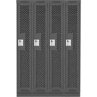 Clean Line Lockers, Bank of 4, 48" x 15" x 76", Steel, Charcoal, Rivet (Assembled), Perforated MAS Chibougamau
