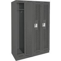 Clean Line Lockers, Bank of 4, 48" x 15" x 76", Steel, Charcoal, Rivet (Assembled), Perforated MAS Chibougamau
