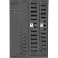 Clean Line Lockers, Bank of 4, 48" x 15" x 76", Steel, Charcoal, Rivet (Assembled), Perforated MAS Chibougamau