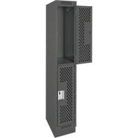 Casiers Clean Line, 2 niveaux, 12" x 15" x 76", Acier, Charbon, Rivet (assembl&eacute;), Perfor&eacute; MAS Chibougamau