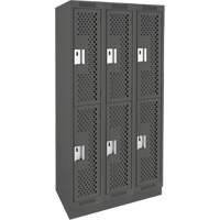 Casiers Clean Line, 2 niveaux, Bloc de 3, 36" x 15" x 76", Acier, Charbon, Rivet (assembl&eacute;), Perfor&eacute; MAS Chibougamau