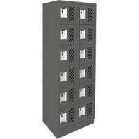 Assembled Lockerettes Clean Line Perforated Economy Lockers, 6 -tier, Bank of 2, 18" x 72" x 12", Steel MAS Chibougamau