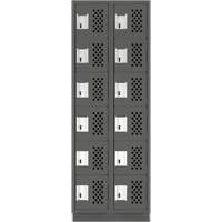 Assembled Lockerettes Clean Line Perforated Economy Lockers, 6 -tier, Bank of 2, 18" x 72" x 12", Steel MAS Chibougamau