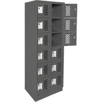 Assembled Lockerettes Clean Line Perforated Economy Lockers, 6 -tier, Bank of 2, 18" x 72" x 12", Steel MAS Chibougamau