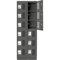 Assembled Lockerettes Clean Line Perforated Economy Lockers, 6 -tier, Bank of 2, 18" x 72" x 12", Steel MAS Chibougamau