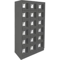 Assembled Lockerettes Clean Line Perforated Economy Lockers, 6 -tier, Bank of 3, 18" x 72" x 12", Steel MAS Chibougamau