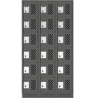 Assembled Lockerettes Clean Line Perforated Economy Lockers, 6 -tier, Bank of 3, 18" x 72" x 12", Steel MAS Chibougamau