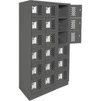 Assembled Lockerettes Clean Line Perforated Economy Lockers, 6 -tier, Bank of 3, 18" x 72" x 12", Steel MAS Chibougamau