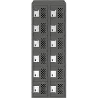 Assembled Lockerettes Clean Line Perforated Economy Lockers, 6 -tier, Bank of 2, 18" x 72" x 12", Steel MAS Chibougamau