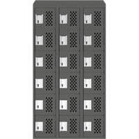 Assembled Lockerettes Clean Line Perforated Economy Lockers, 6 -tier, Bank of 3, 18" x 72" x 12", Steel MAS Chibougamau