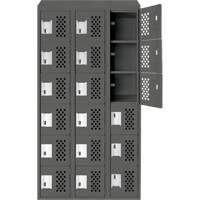Assembled Lockerettes Clean Line Perforated Economy Lockers, 6 -tier, Bank of 3, 18" x 72" x 12", Steel MAS Chibougamau