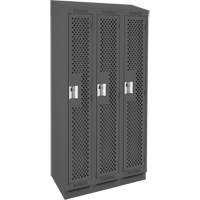 Clean Line Lockers, Bank of 3, 36" x 18" x 82", Steel, Charcoal, Rivet (Assembled), Perforated MAS Chibougamau