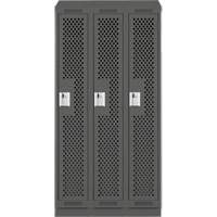 Clean Line Lockers, Bank of 3, 36" x 18" x 82", Steel, Charcoal, Rivet (Assembled), Perforated MAS Chibougamau