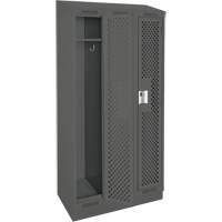 Clean Line Lockers, Bank of 3, 36" x 18" x 82", Steel, Charcoal, Rivet (Assembled), Perforated MAS Chibougamau