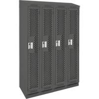 Clean Line Lockers, Bank of 4, 48" x 18" x 82", Steel, Charcoal, Rivet (Assembled), Perforated MAS Chibougamau