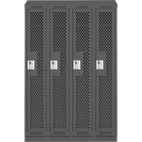 Clean Line Lockers, Bank of 4, 48" x 18" x 82", Steel, Charcoal, Rivet (Assembled), Perforated MAS Chibougamau
