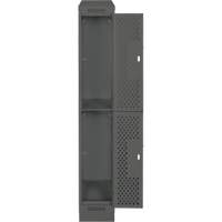 Clean Line Lockers, 2 -tier, 12" x 15" x 82", Steel, Charcoal, Rivet (Assembled), Perforated MAS Chibougamau