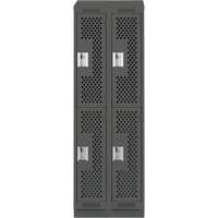 Clean Line Lockers, 2 -tier, Bank of 2, 24" x 15" x 82", Steel, Charcoal, Rivet (Assembled), Perforated MAS Chibougamau