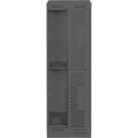 Clean Line Lockers, 2 -tier, Bank of 2, 24" x 15" x 82", Steel, Charcoal, Rivet (Assembled), Perforated MAS Chibougamau