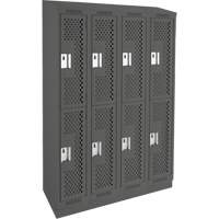 Clean Line Lockers, 2 -tier, Bank of 4, 48" x 15" x 82", Steel, Charcoal, Rivet (Assembled), Perforated MAS Chibougamau
