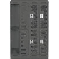 Clean Line Lockers, 2 -tier, Bank of 4, 48" x 15" x 82", Steel, Charcoal, Rivet (Assembled), Perforated MAS Chibougamau