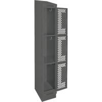 Clean Line Lockers, 3 -tier, 12" x 18" x 82", Steel, Charcoal, Rivet (Assembled), Perforated MAS Chibougamau