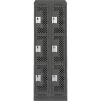Clean Line Lockers, 3 -tier, Bank of 2, 24" x 18" x 82", Steel, Charcoal, Rivet (Assembled), Perforated MAS Chibougamau