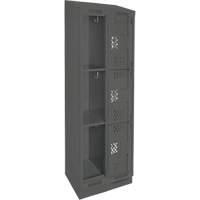 Clean Line Lockers, 3 -tier, Bank of 2, 24" x 18" x 82", Steel, Charcoal, Rivet (Assembled), Perforated MAS Chibougamau